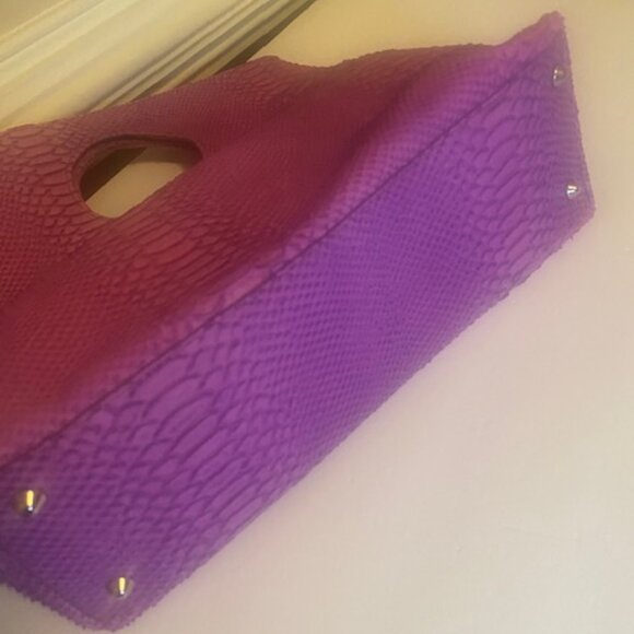 Doncaster Vintage Pink/Purple Python Embossed Italian Leather Bag - Picture 6 of 9